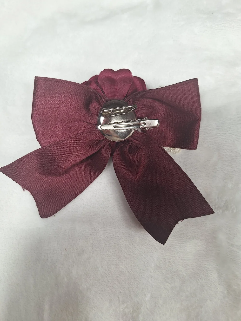 Innocent World Burgundy Floral Lace Hair Bow Clip | Classic Lolita
